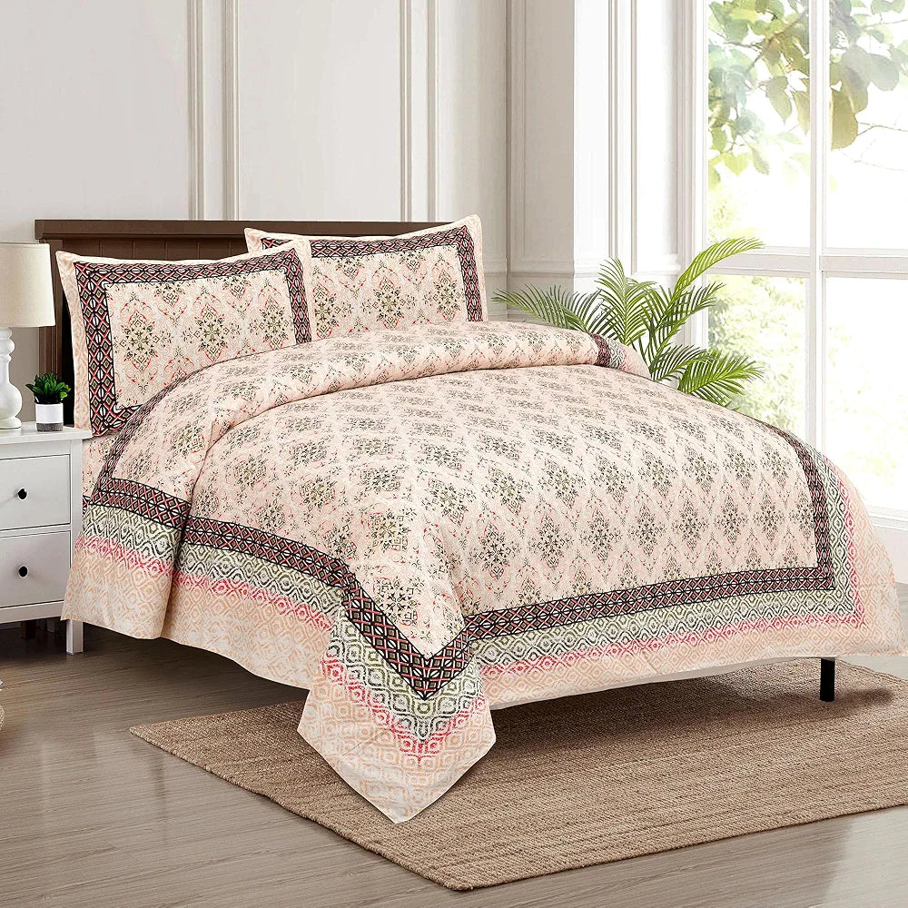 Kuber Industries Double Bedsheet with 2 Pillow Covers 160 TC Premium Cotton Orange