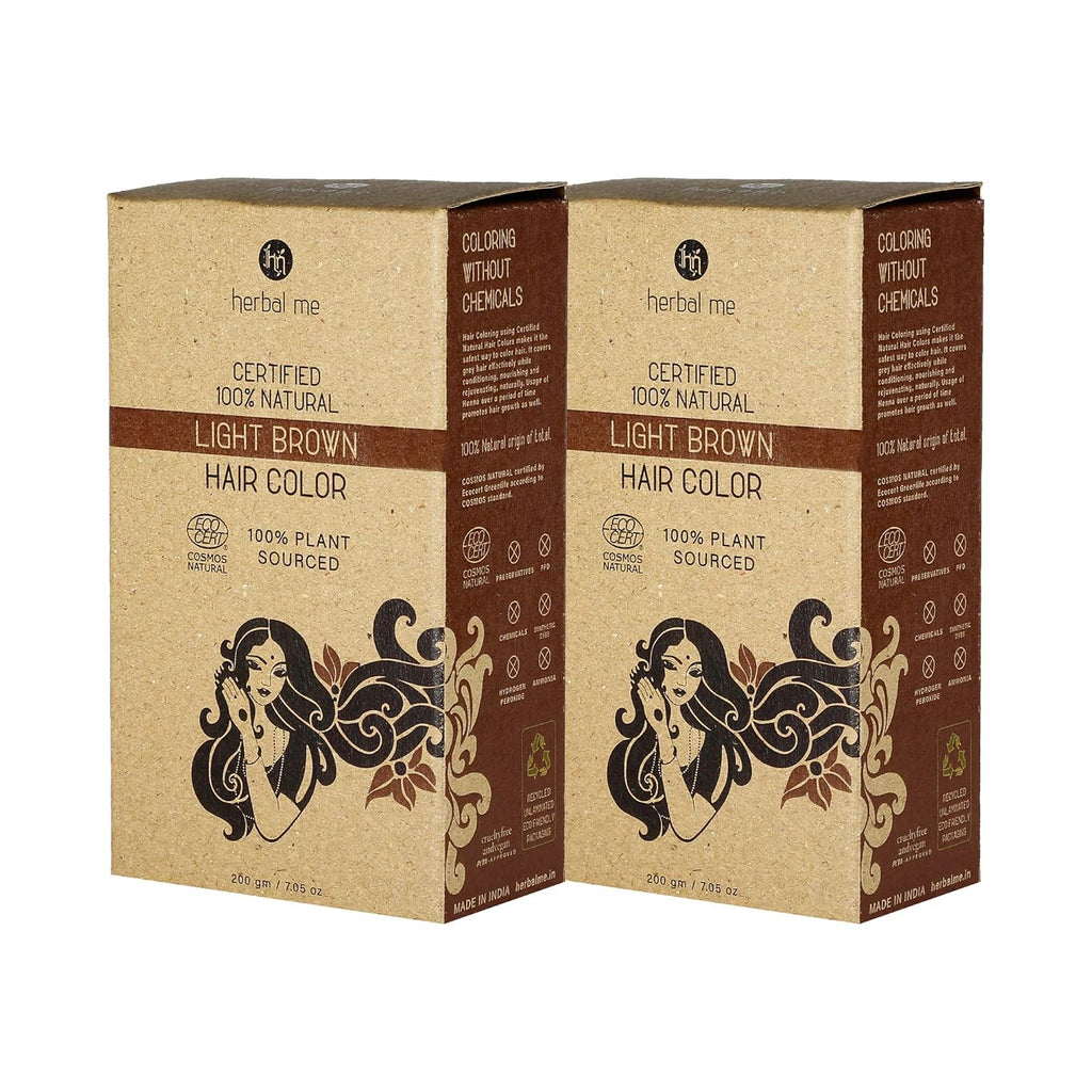 Herbal Me Light Brown Natural Hair Color - 200 gms (Pack of 2)