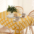 Urban Space Cotton Square Dining Table Cover Printed Anti Skid Table Cloth Colour Motif Mustard