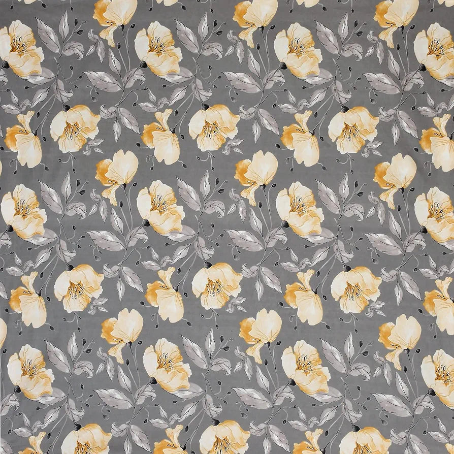 Homefab India 160 TC Glace Cotton Double BedSheet with 2 Pillow Covers Grey Floral