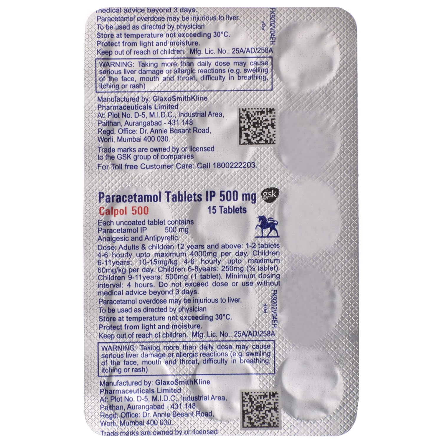 Calpol 500 - Strip of 15 Tablets
