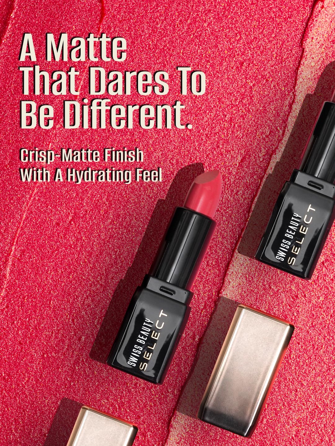 Swiss Beauty Select Dare To Matte Creamy Lipstick | with Velvety matte finish | Long Lasting Stay | with Vitamin E | Shade- Vivid Maroon, 3.8g |