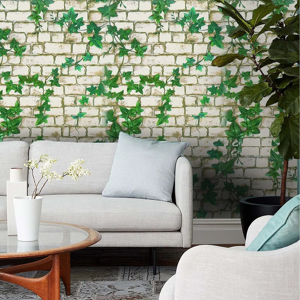 Jaamso Royals White Brick Stone Wall Papers for Home Brick Wallpaper 200cm X 45cm Multicolour