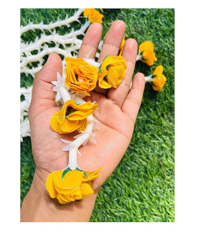 Artificial rajnigandha Buds Rose Strings 2.5 ft Mustard Yellow