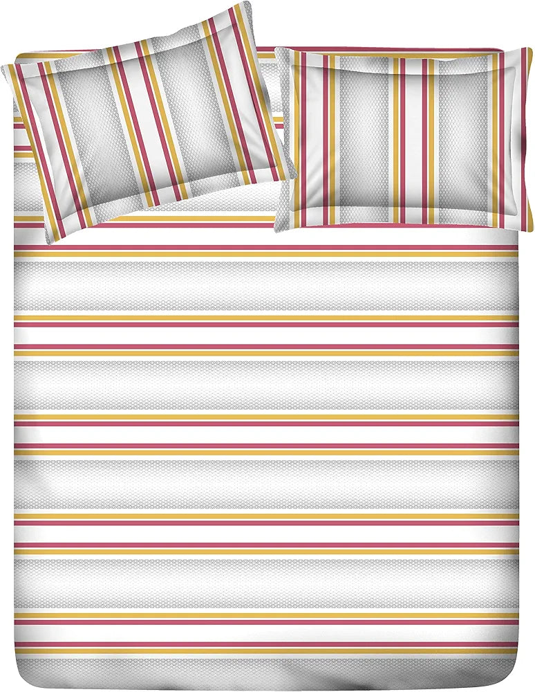 Layers Duracount Bedsheet Set for All Seasons Lightweight 225 CVC King Size Grey Pink