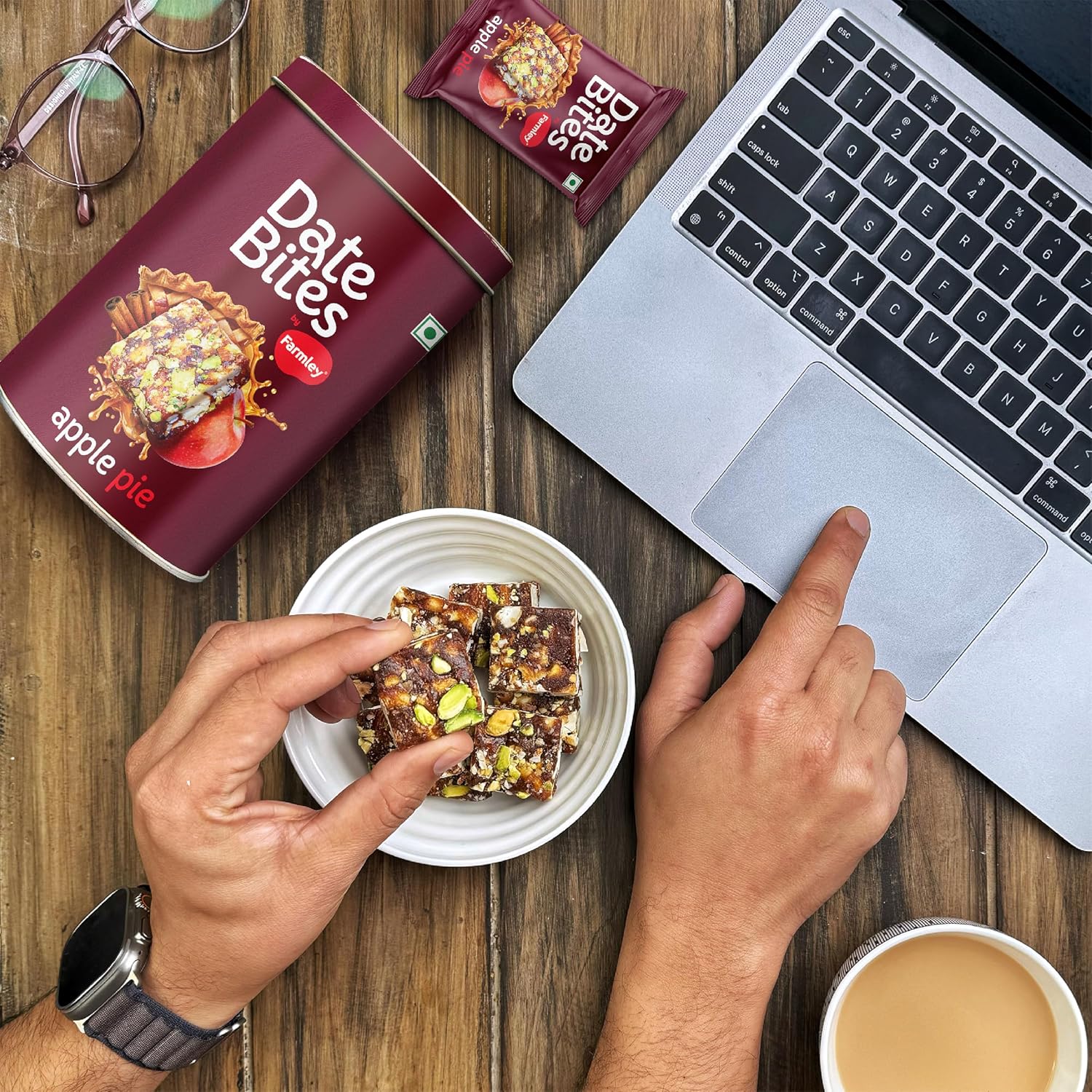 Farmley Classic Date Bites & Apple Pie Date Bites Tin Jar 200g X 2 I Dates Barfi Made with Dates, Pista, Cashews, Almonds, Honey and Pure Ghee I Dry Fruits Nuts