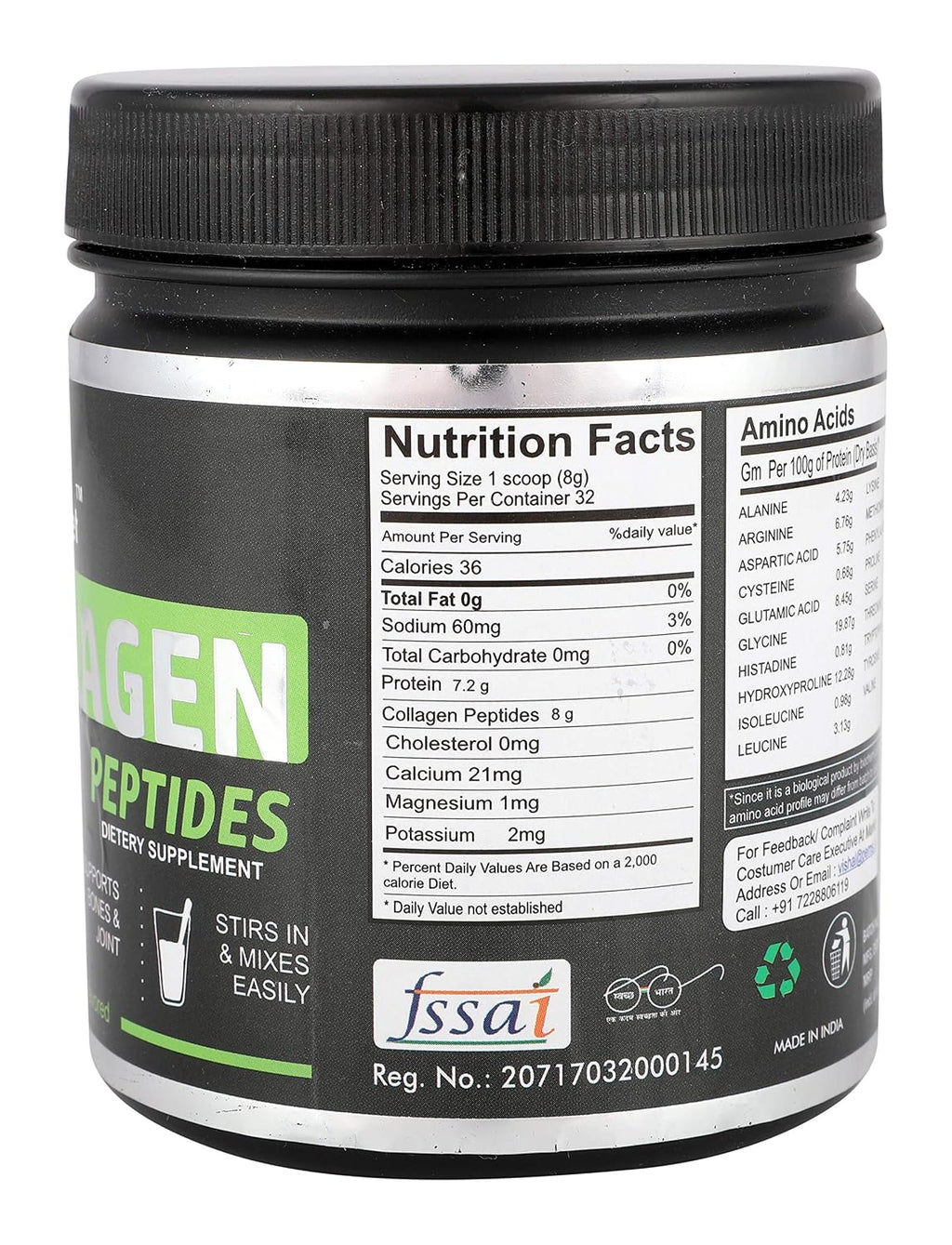Nature's Secret Pure Hydrolysed Collagen Supplement 250 Gm | 99% Protein | FSSAI Approved | for Radiant Skin, Thicker Hair, Stronger Nails & Joints | Unflavoured Bottle