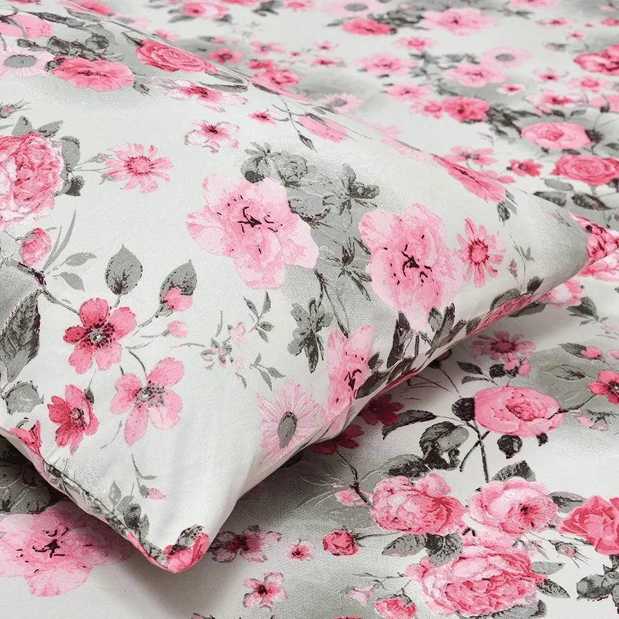Dreamscape Microfiber Wrinkle & Fade Resistant Double Bedsheet with 2 Pillow Covers Rose Bonbon