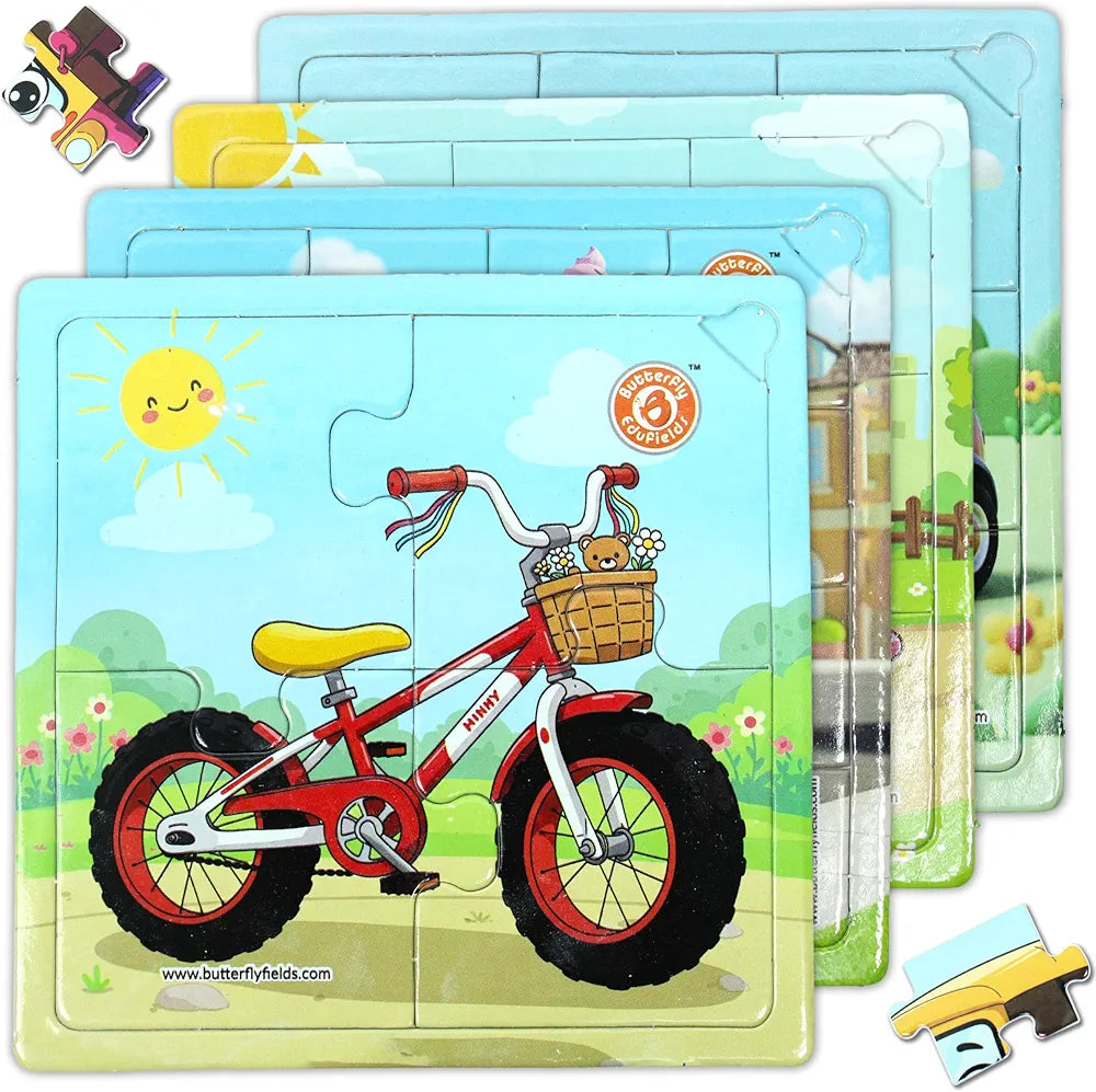 Butterfly EduFields 4-in-1 Vehicles Jigsaw Puzzle Set for Kids Age 3-7 | 38 Pcs Brain-Boosting Puzzle Toy