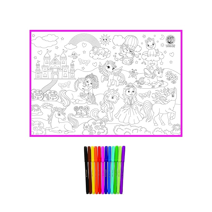 Ratna's My Colouring Mat for Kids Reusable and Washable | Big Mat for Colouring | Unicorn Theme
