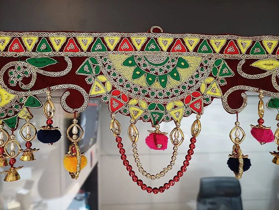 Toran for Main Door Traditional Bandarwal Handmade Hanging Latest Velvet Hand Embroidered