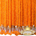 Marigold Artificial Flowers for Decoration Long Garland 5 Feet Long 5 Pcs Mangobell