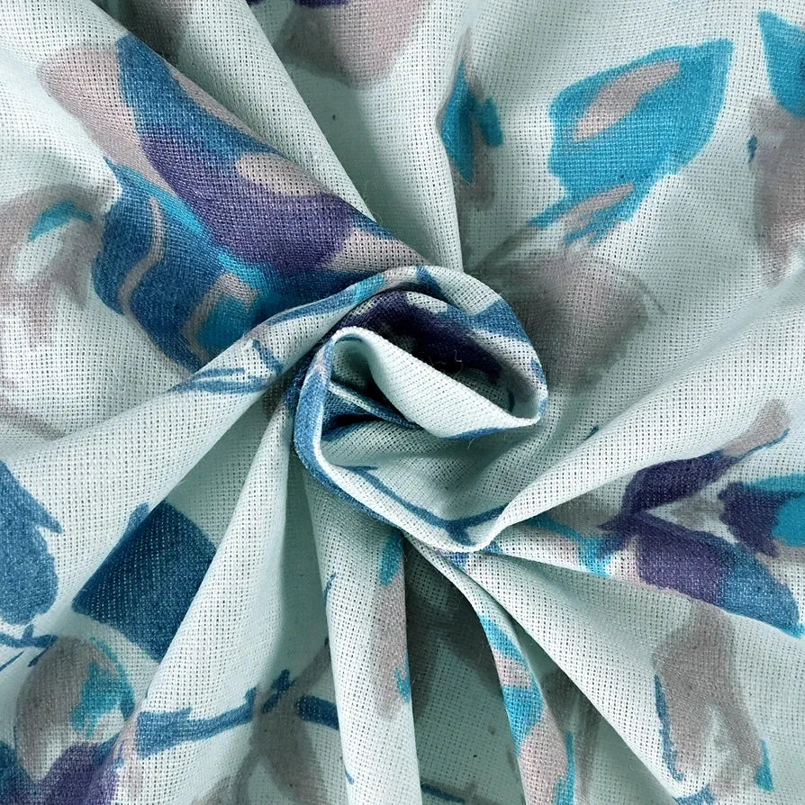 Divine Casa 144 TC 100% Pure Cotton Double Bed Bedsheet with 2 Pillow Covers Bloom Floral Colour Lavender Blue