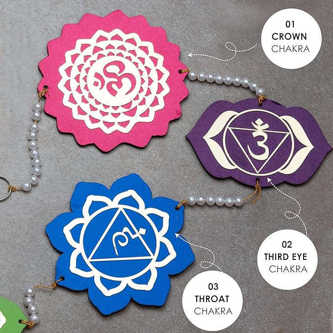 Solobolo Engineered Wood Seven Chakra Wall Hanging Decor, Perfect Mandir & Home Decoration Item