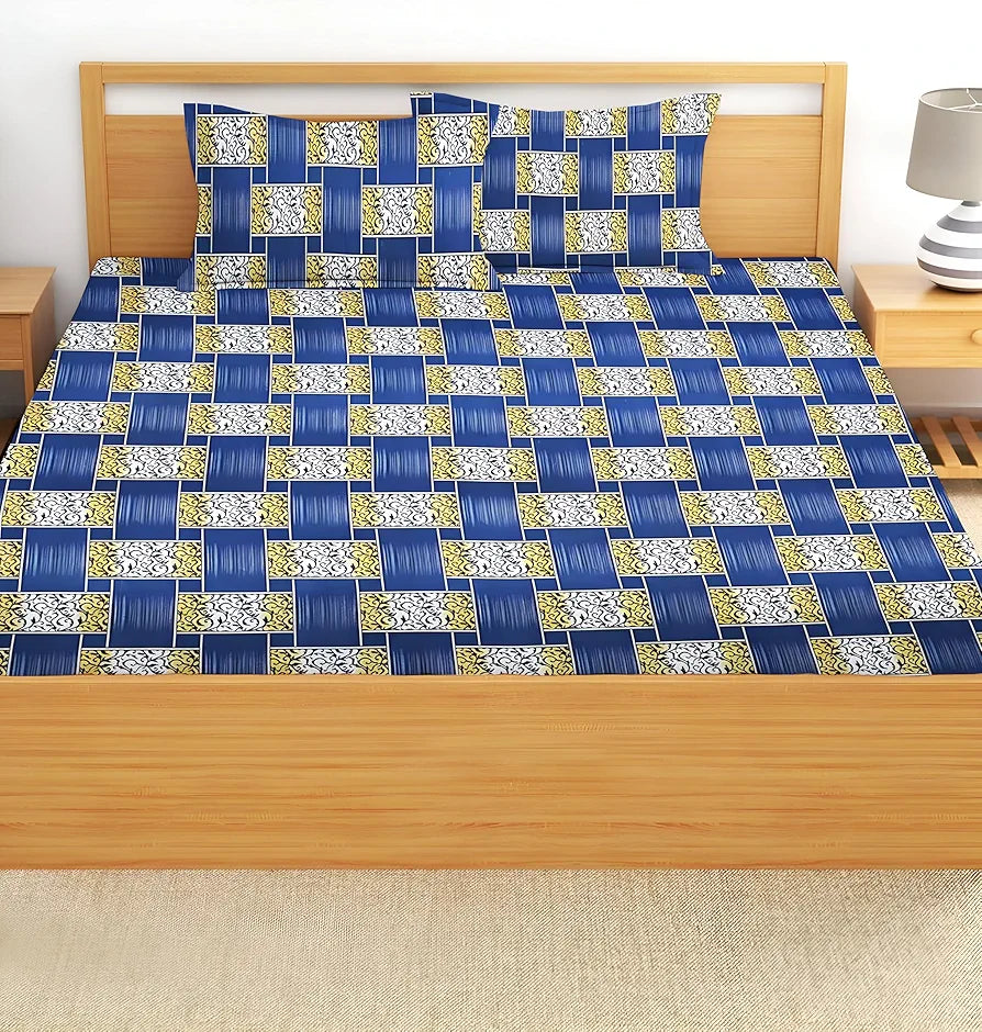 Starnstyle Polycotton 220 TC Floral Printed King Size Double Bedsheet with 2 Pillow Covers Milt