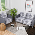 Kuber Industries Set of 6 Net Durable 2+1 Seater Sofa Covers Floral Print Black & Grey