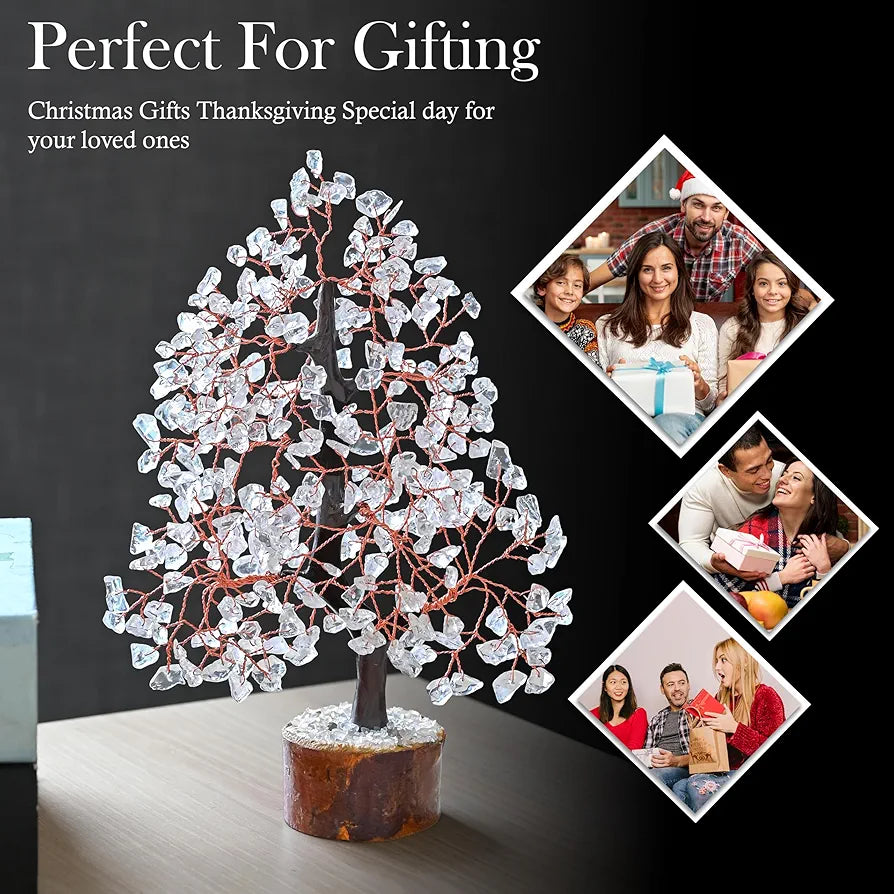 HindCraft Clear Quartz Crystal Tree Copper Wire 10-12 inch