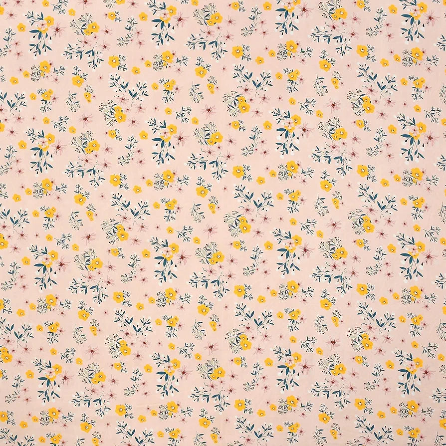 HomeKart Cotton 200 TC Proper King Size Bedsheet for Double Bed King Breathable for Summer with 2 Large Size Pillow Covers Without Joint Peach Yellow Flowers