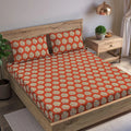 Trance Home Linen 200TC 100% Cotton 78"x60" Queen Size Elastic Fitted Bedsheet Printed Queen Bed Size with 2 Pillow Covers Colour Damask Clay Red