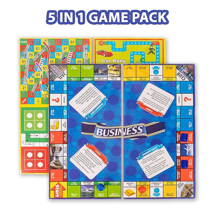 Ratna's Business Jr. Coins 5 in 1 Board Game Set | Perfect for Kids & Adults 2-4 Players