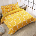 The Home Style 400 TC Supersoft Cotton Feel Glace Cotton Elastic Fitted Printed Queen Size Double Bed Bedsheet wih 2 Pillow Cover Cadet Yellow