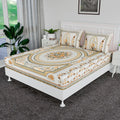 Kuber Industries Cotton Bedsheets for Double Bed with 2 Pillow Covers Kaleen Flower Yellow