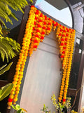 Artificial Marigold Bandanwar 40 Inch Yellow Orange Full Door Toran with Decorative Bells Multicolor Marigold With Bell Bandanwar