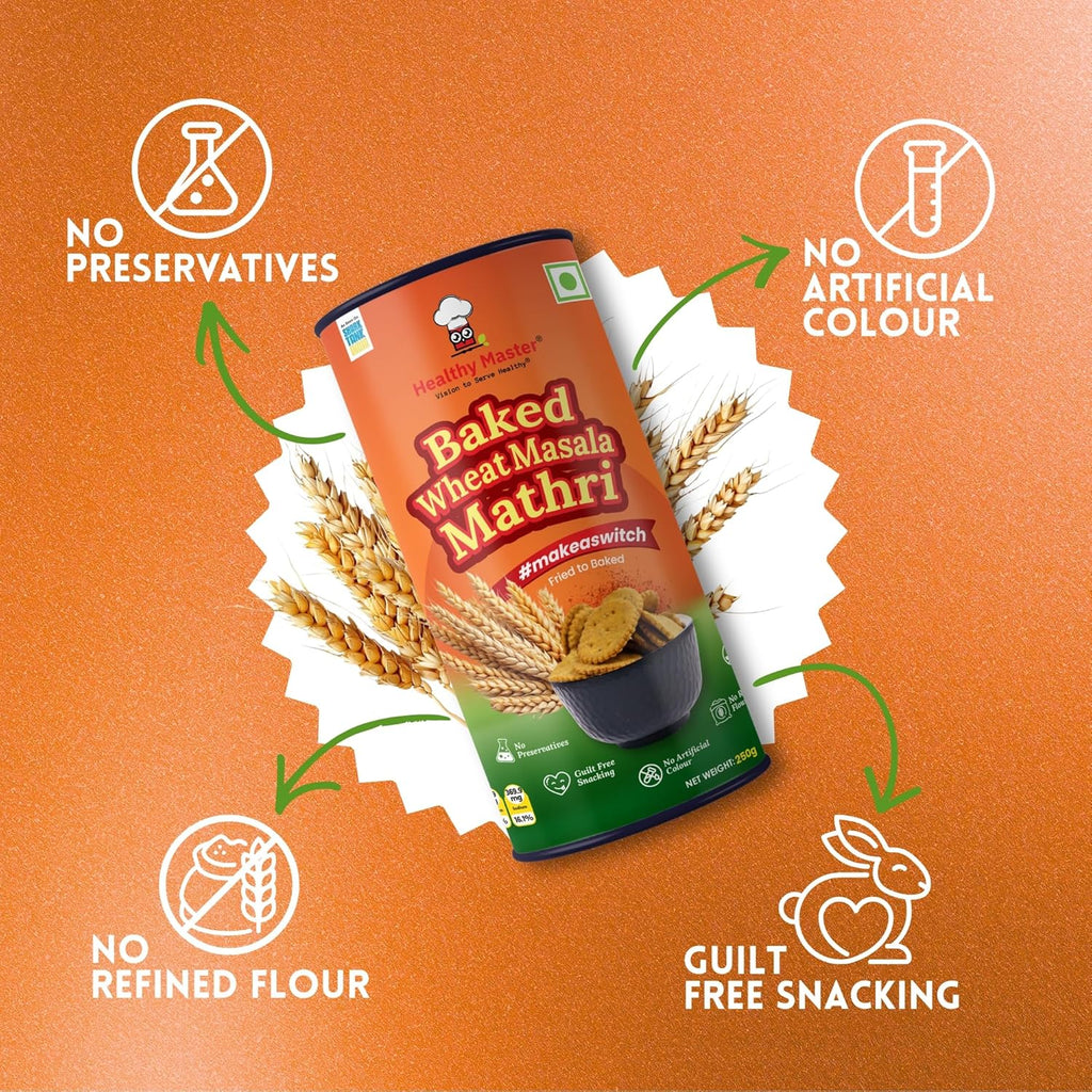 Healthy Master Baked Wheat Masala Mathri - 250 gms