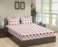 Trance Home Linen 180 TC 100% Cotton 78"x60" Standard Queen Size Elastic Fitted Bedsheet Printed Queen Bed Size with 2 Pillow Covers Colour Ambari Red