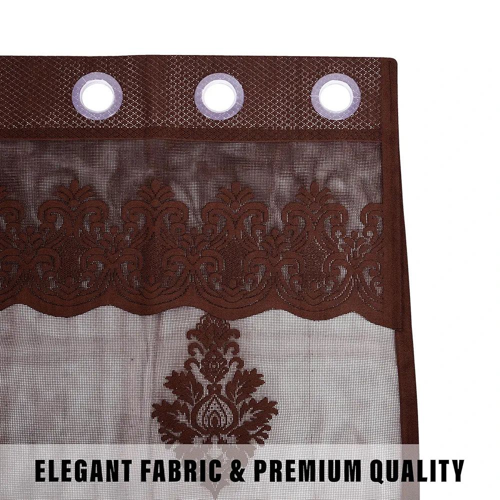 Kuber Industries Door Curtains Premium for Bedroom Sheer Curtain with 8 Rings SY15ZZ Brown