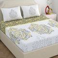 Dreamscape Cotton Double Printed Bedsheet with 2 Pillow Covers Pewter Grey