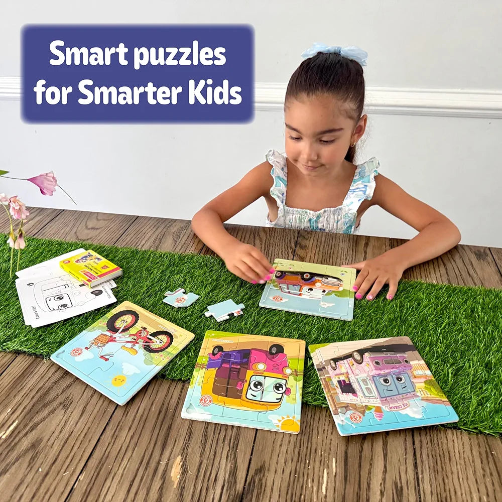 Butterfly EduFields 4-in-1 Vehicles Jigsaw Puzzle Set for Kids Age 3-7 | 38 Pcs Brain-Boosting Puzzle Toy