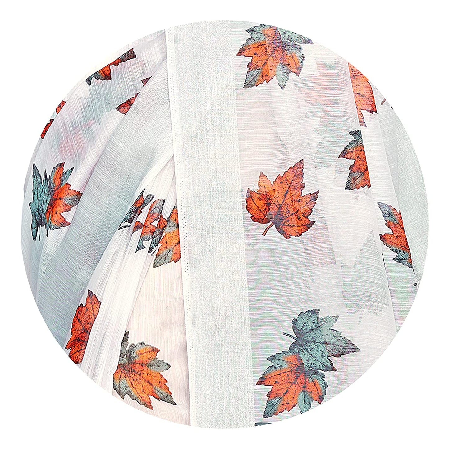 Mirchi Fashion Women's White Cotton Blend Blossom Leafs Printed Saree