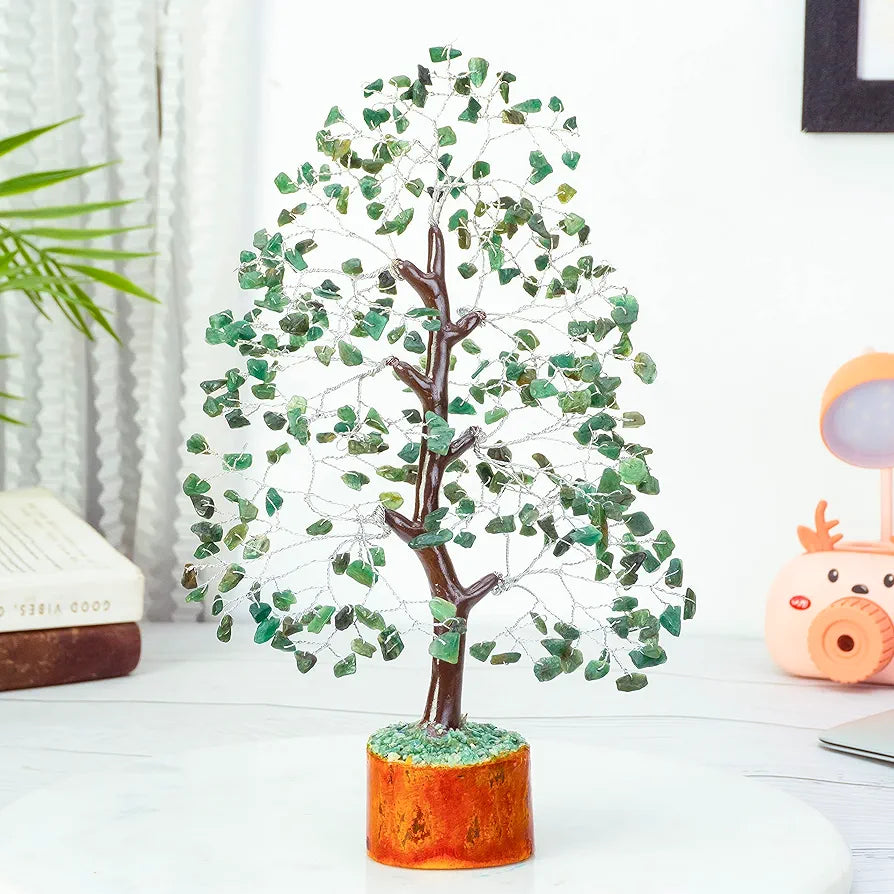 HindCraft Green Aventurine Crystal Tree Silver Wire 10-12 inch