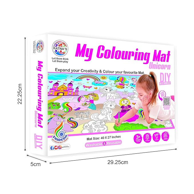 Ratna's My Colouring Mat for Kids Reusable and Washable | Big Mat for Colouring | Unicorn Theme