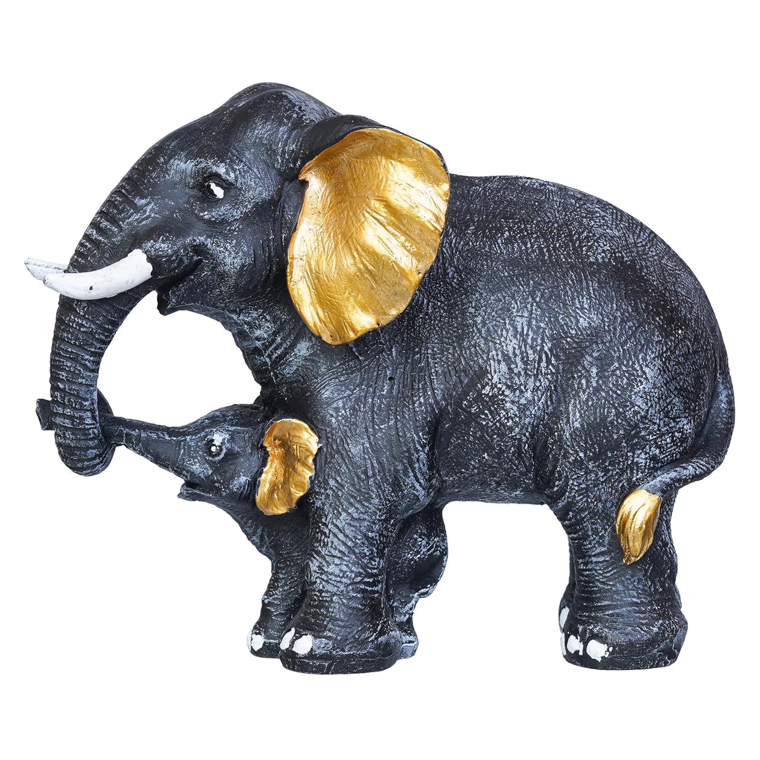 Ecraftindia Set of 2 Elephant With Baby Elephant Statues Animal Figurines Decorative Showpiece