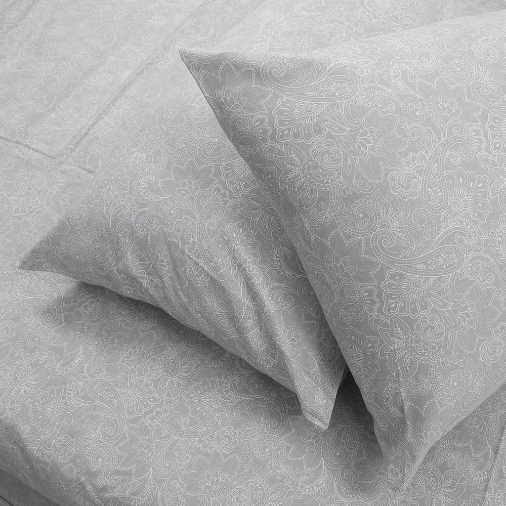 Huesland by Ahmedabad Cotton 186 TC Cotton Pillow Cover Set of 2 | Grey & White