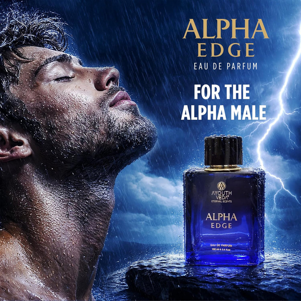 Ayouthveda Alpha Edge Eau De Parfum for Men | Long-Lasting Woody Spicy Luxury Perfume | Calabrian Bergamot, Sambac Vetiver, Endorphin Rush & Himalayan Cedar | Bold & Powerful Fragrance | 100ml
