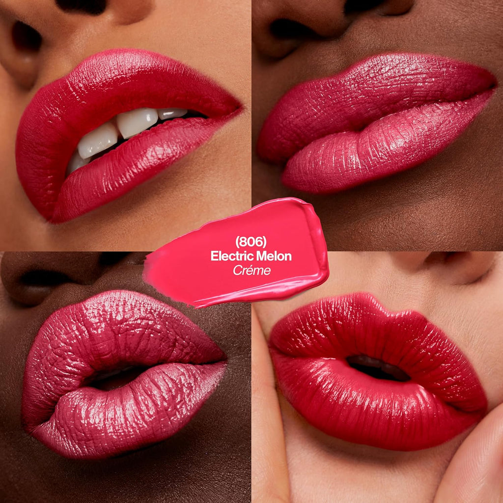Revlon Super Lustrous Lipstick, Creamy Formula For Soft, Fuller-Looking Lips, Moisturized Feel, 806 Electric Melon, 0.15 oz