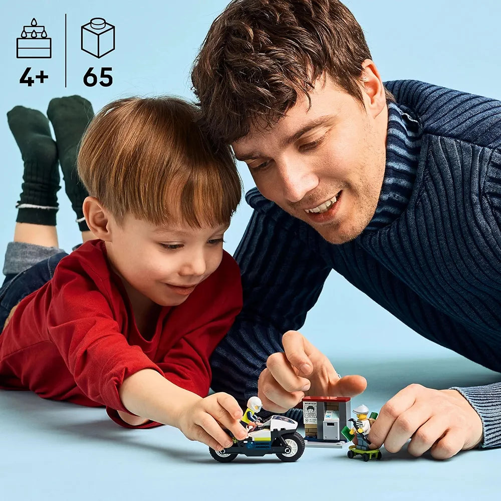 Lego City Police Motorcycle Chase Toy, Motorbike Set for Ages 4 and up 60455 Building Blocks Toys for 4+ Gift for Boys and Girls