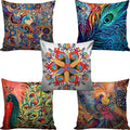 Aerohaven Decorative Hand Made Digitally Printed Abstract 5 Piece Cotton Cushion Cover Multicolour 175 TC