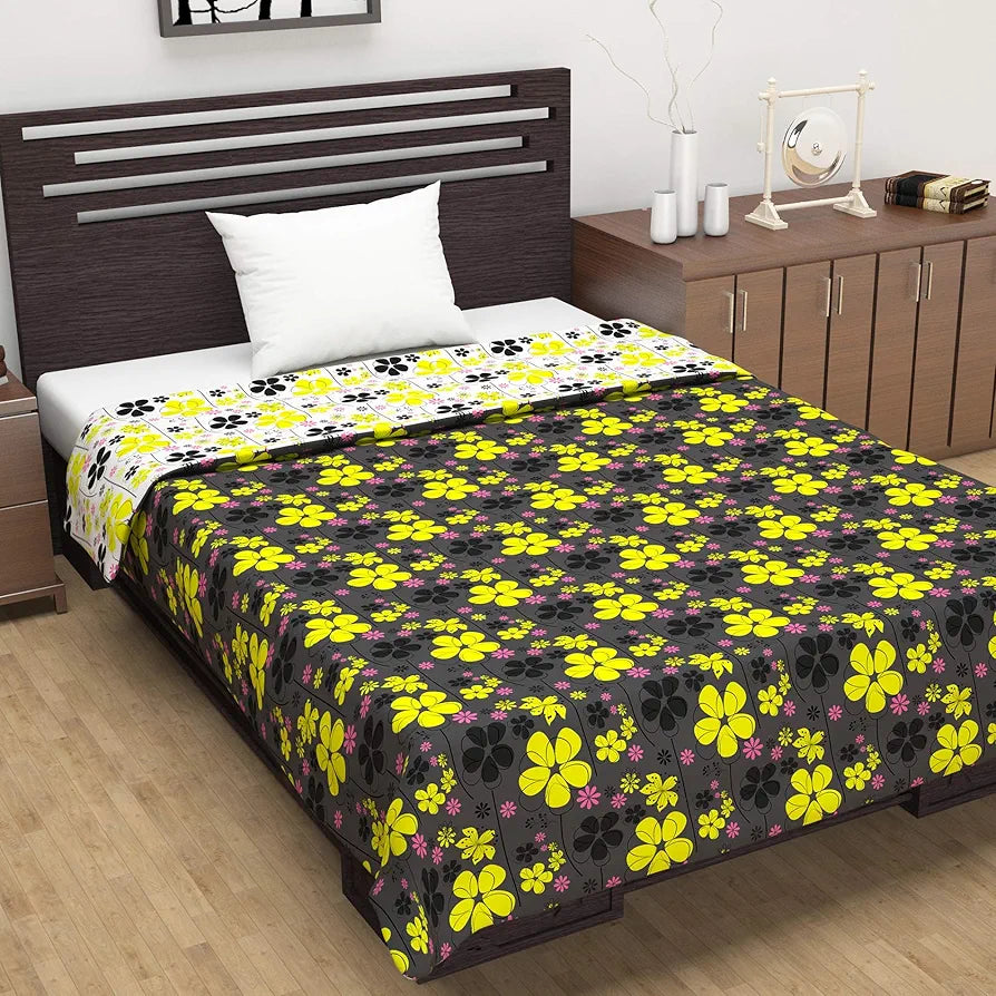 Divine Casa 120 GSM Microfiber Single Dohar Soft & Lightweight Throw Blanket Floral Pattern Colour Tornado