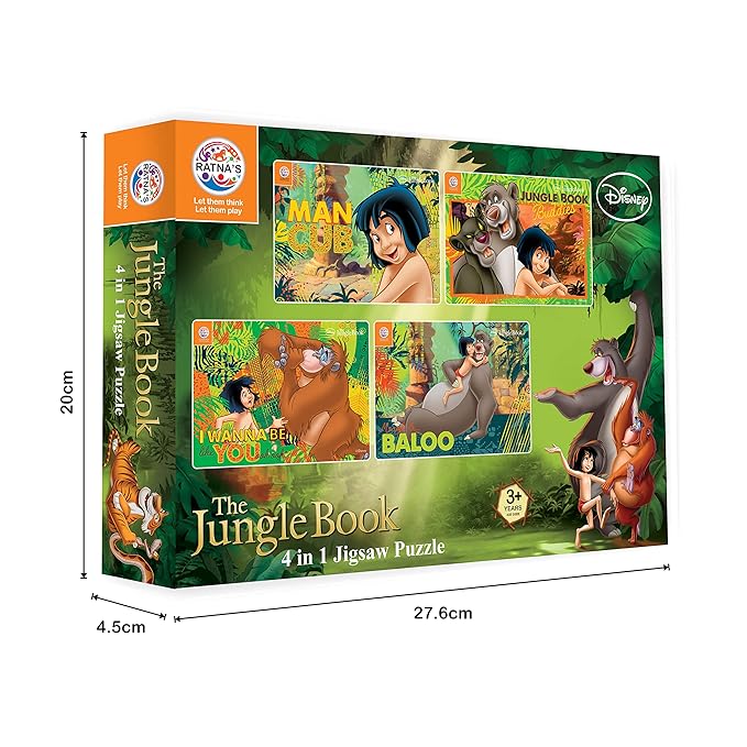 Ratna's 4 in 1 Jigsaw Puzzle 140 Pieces for Kids | 4 Jigsaw Puzzles 35 Pieces Each | Jungle Book