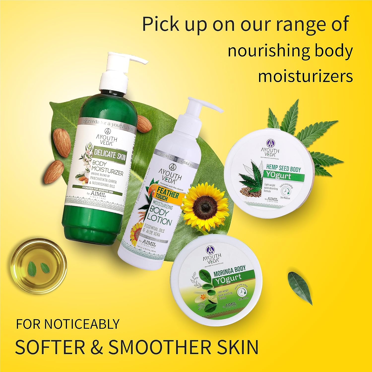 Ayouthveda Feather Touch Moisturizing Body Lotion| Powered with Pro-Vitamins, 5 Essential Oils & AloeVera|Suitable For Normal To Dry Skin| Helps to Repair Damage Skin(Pack Of 1;200ml)
