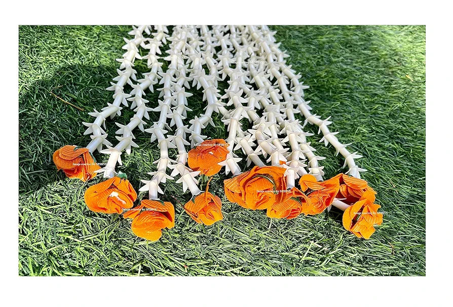 Artificial Rajnigandha Buds Rose Strings 2.5 ft Height Marmalade Orange