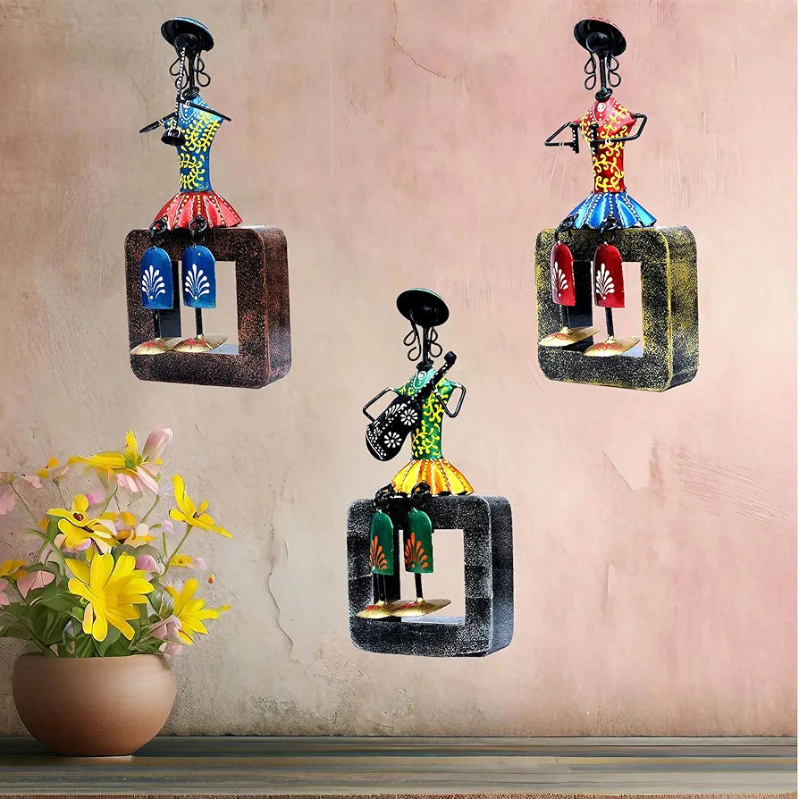 Kraftskala Musician Dolls Wall Hanging Metal Showpieces Handmade Iron