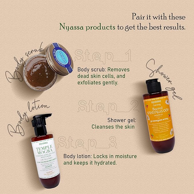 Nyassa Temple Mogra Hand and Body Moisturizer With Shea Butter & Organic Sweet Almond Oil - 200 Ml