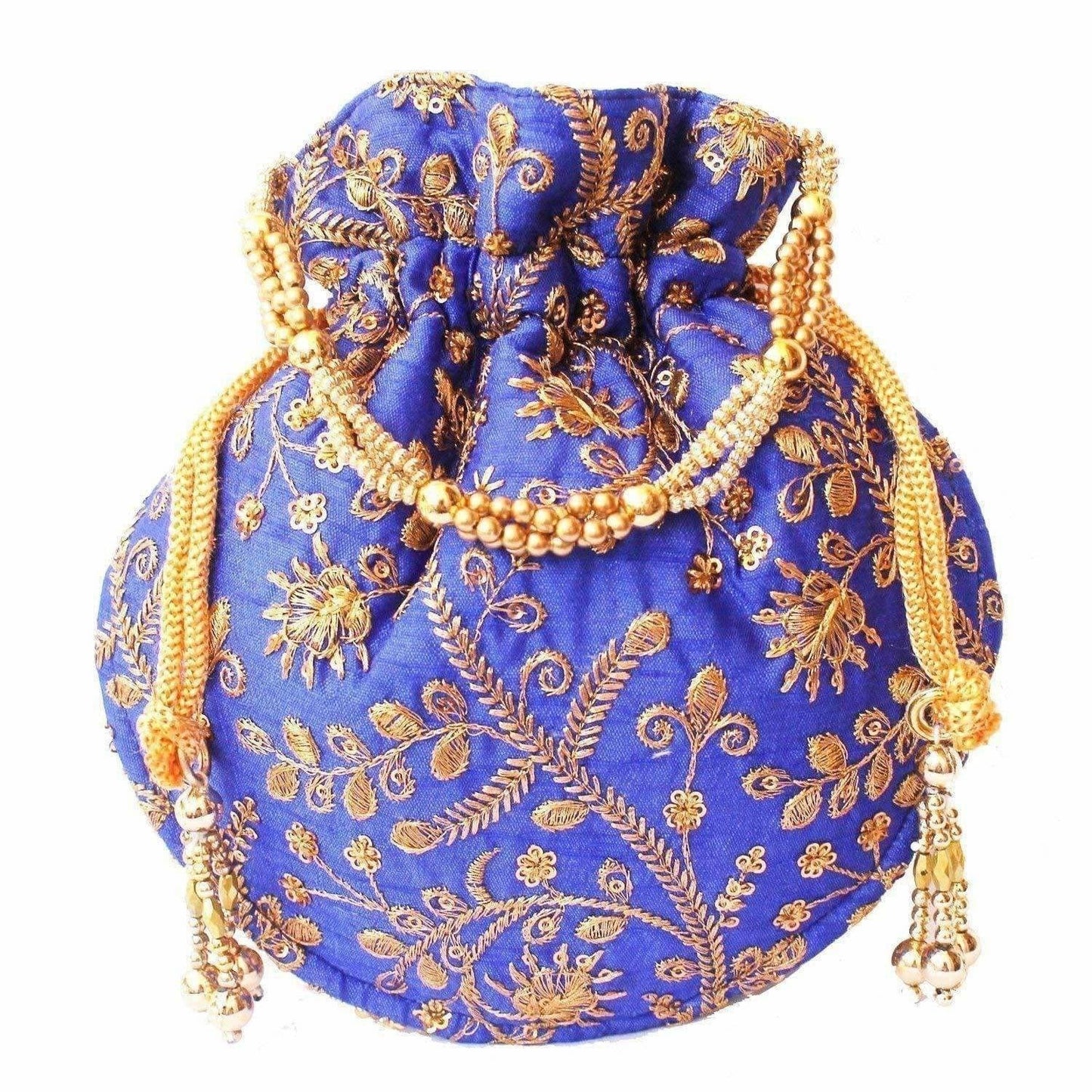 Ethnic Clutch Silk Potli Batwa Pouch Bag with Metal Bead work Gift