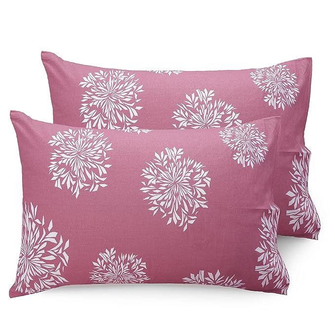 Huesland by Ahmedabad Cotton 144 TC King Size Bedsheet Cotton with 2 Pillow Covers | Mauve