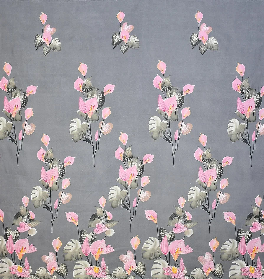 Homefab India 144 TC Microfiber Double BedSheet with 2 Pillow Covers Floral Grey